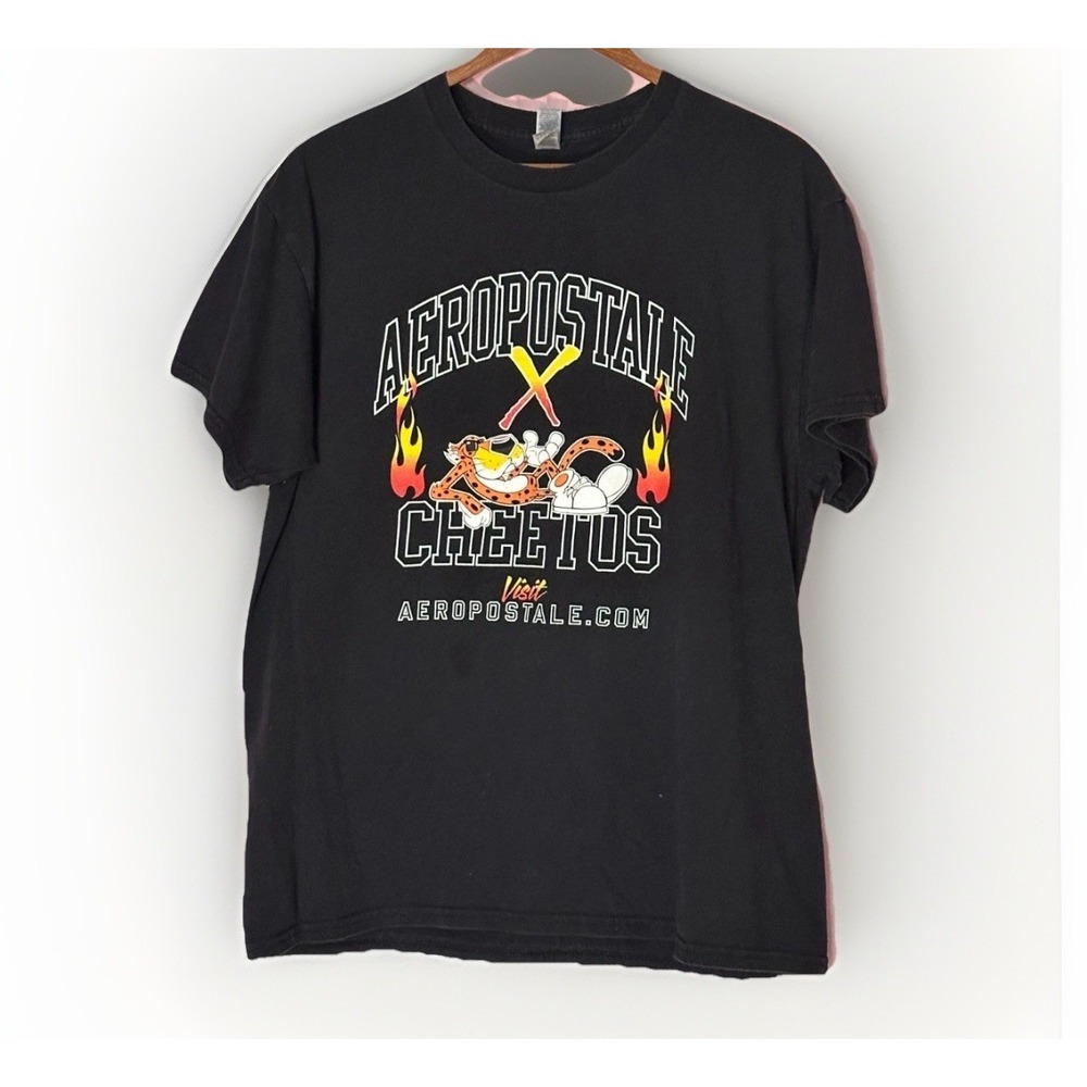 Aeropostale Cheetos T-Shirt Mens Size L Black Chester Cheetah Graphic Logo
